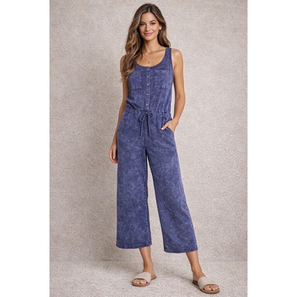Natural Reflections Jumpsuit Purple Acid‎ Wash Sleeveless Casual Boho Small